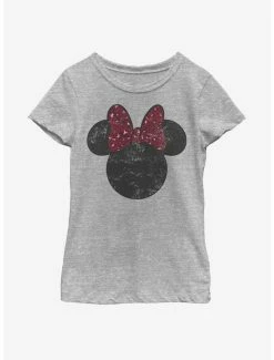 Cartoons Disney Mickey Mouse Minnie Leopard Bow Youth Girls T-Shirt