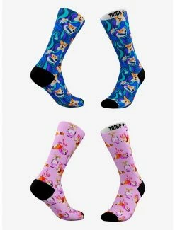 Cute AF Psychadelic Corgi And Pink Corgi Socks 2 Pair