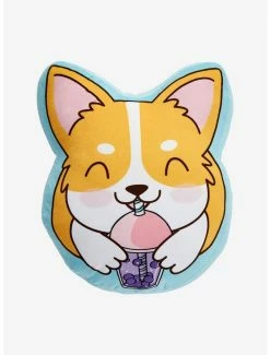 Cute AF Corgi With Boba 14 Inch Plush Pillow