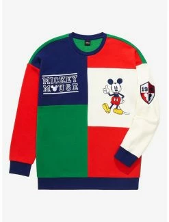 Cartoons Disney Mickey Mouse Retro Color Block Crewneck - BoxLunch Exclusive
