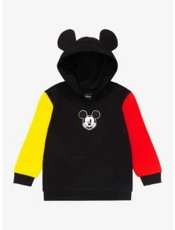 Cartoons Disney Mickey Mouse Color Block Eared Toddler Hoodie