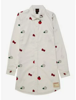 Anime Sanrio Hello Kitty Icons Allover Print Button-Down Shirt Dress - BoxLunch Exclusive