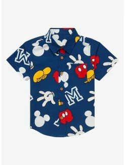 Cartoons Disney Mickey Mouse Icons Allover Print Toddler Woven Button-Up - BoxLunch Exclusive