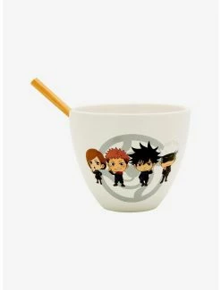 Anime Jujutsu Kaisen Chibi Characters Ramen Bowl With Chopsticks