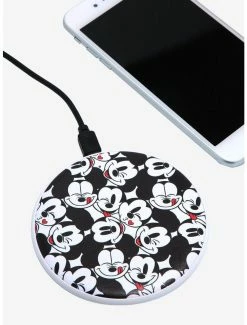 Cartoons Disney Mickey Mouse Expressions Allover Print Wireless Mobile Phone Charger - BoxLunch Exclusive