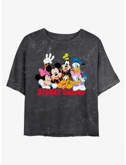 Cartoons Disney Mickey Mouse Disney Squad Mineral Wash Crop Womens T-Shirt